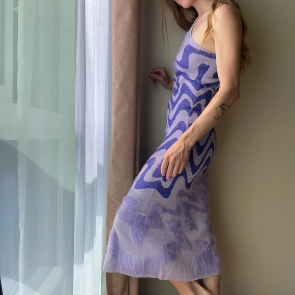 House of Sunny Purple Squiggle Midi Dress - Picture 2 of 8